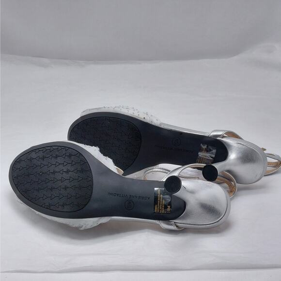 Adrienne Vittadini Womens Heels Size 10 Silver Rhinestone Mesh Dress Sandals NIB - Picture 11 of 12